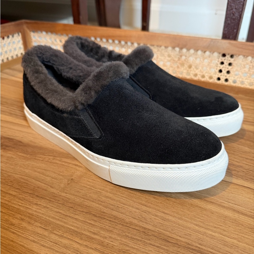 M. Gemi Black Suede Slip-On Loafers